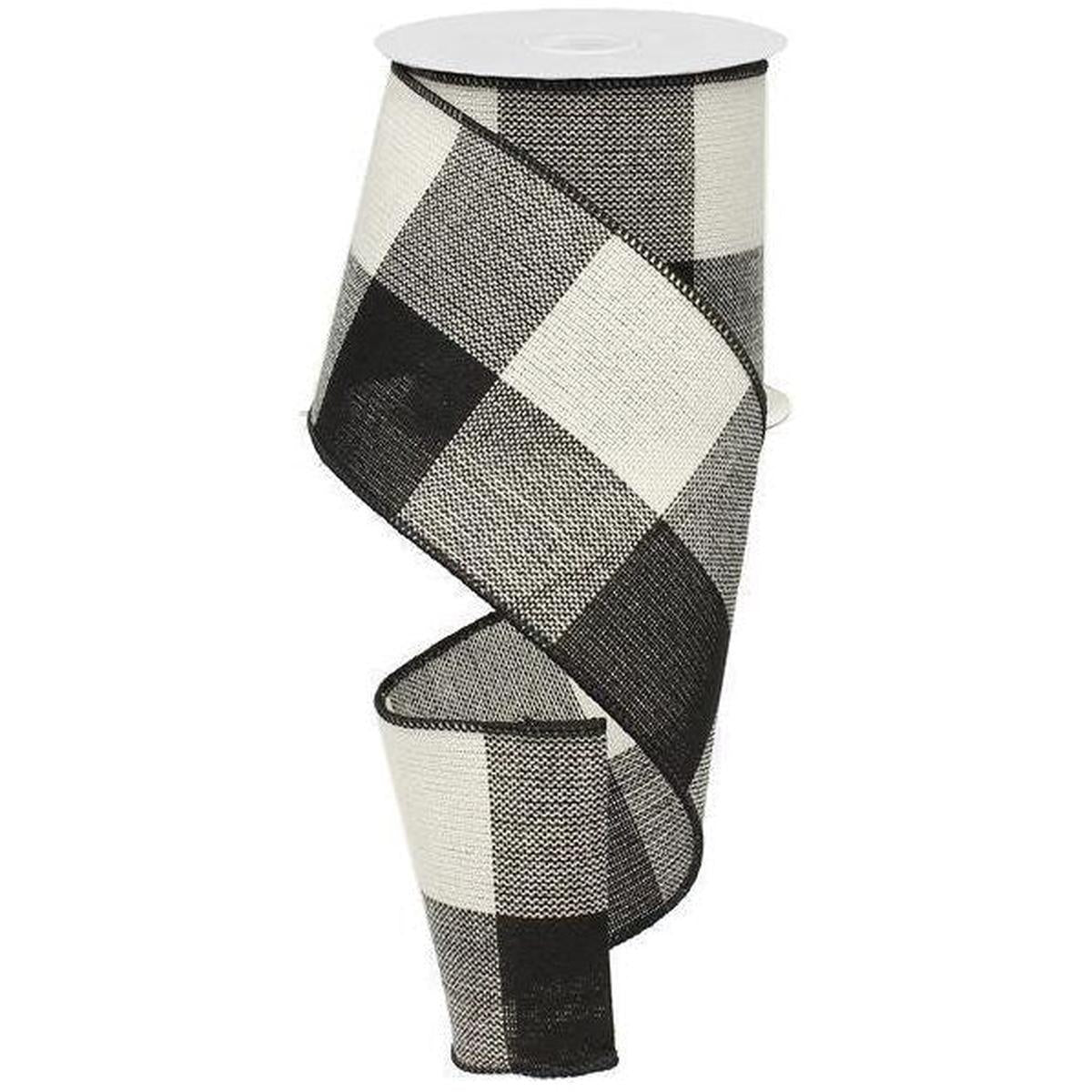 Shop For 4" Linen Checks Ribbon: Black & White (10 Yards)