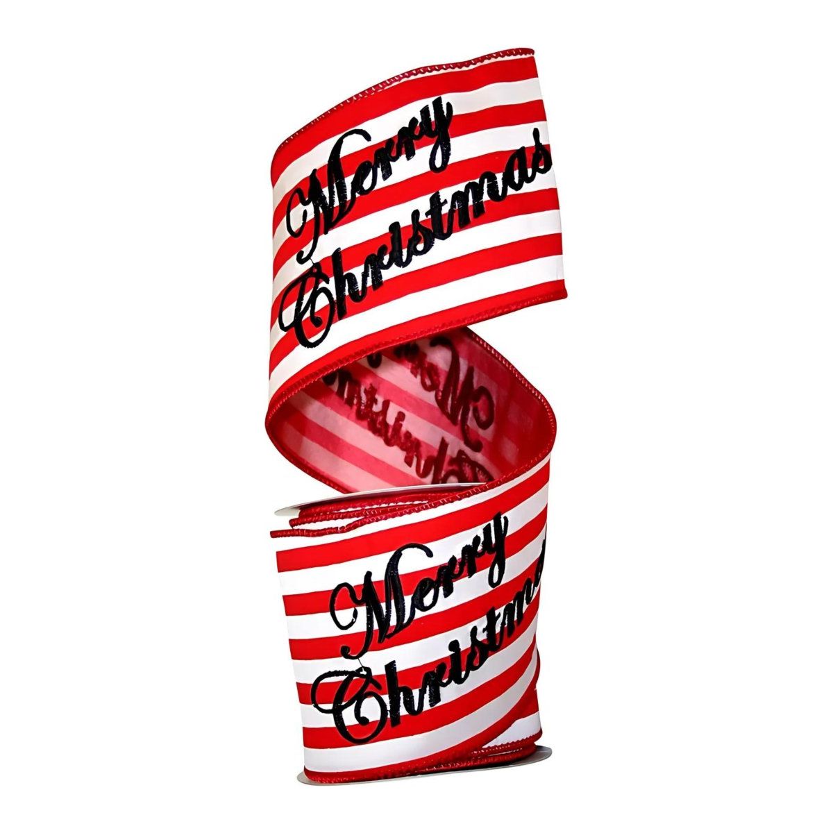 Shop For 4" Merry Christmas Embroidered Striped Ribbon: Red & White (5 Yards)