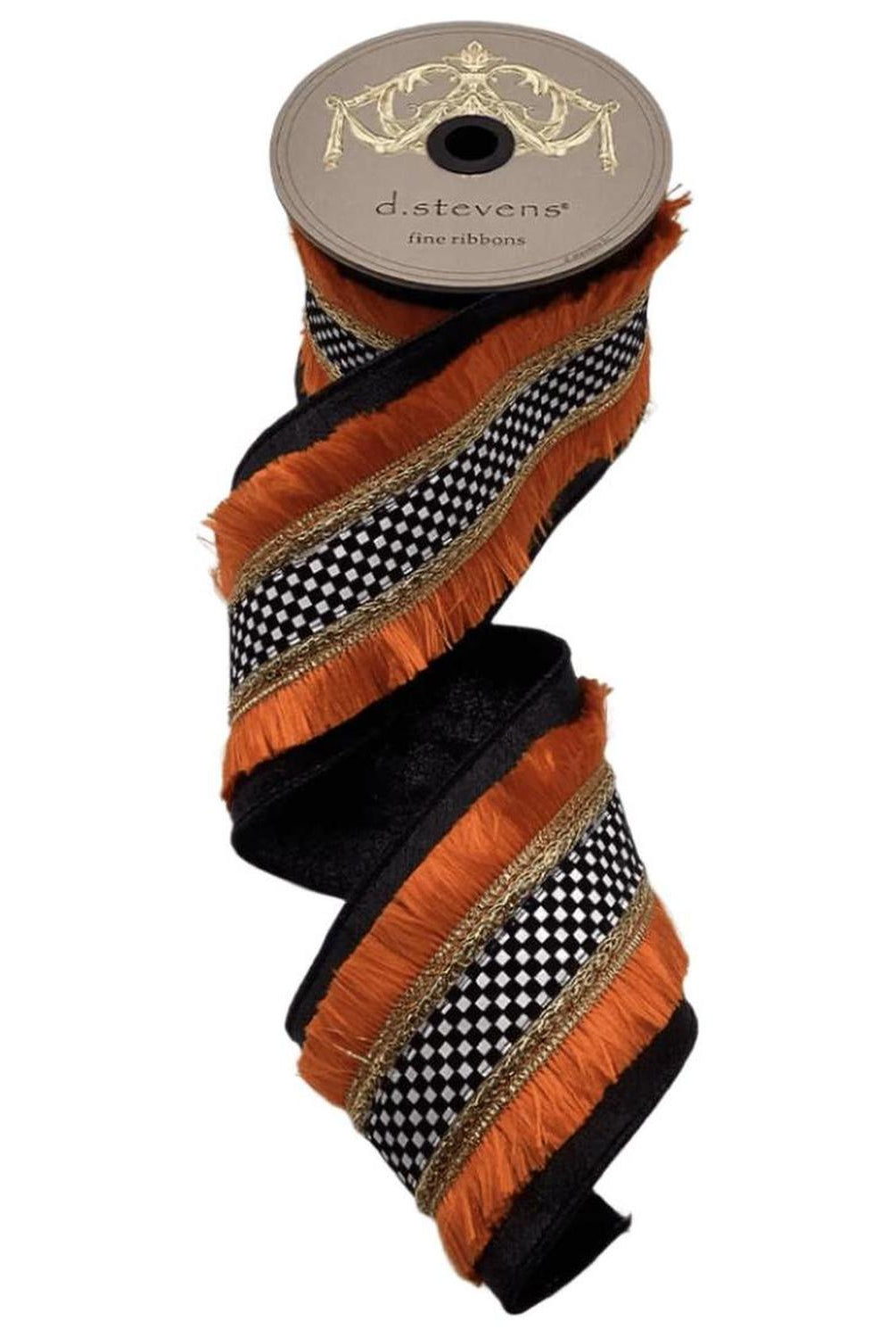 4" Metallic Dupion Fringe Ribbon: Check (5 Yards)