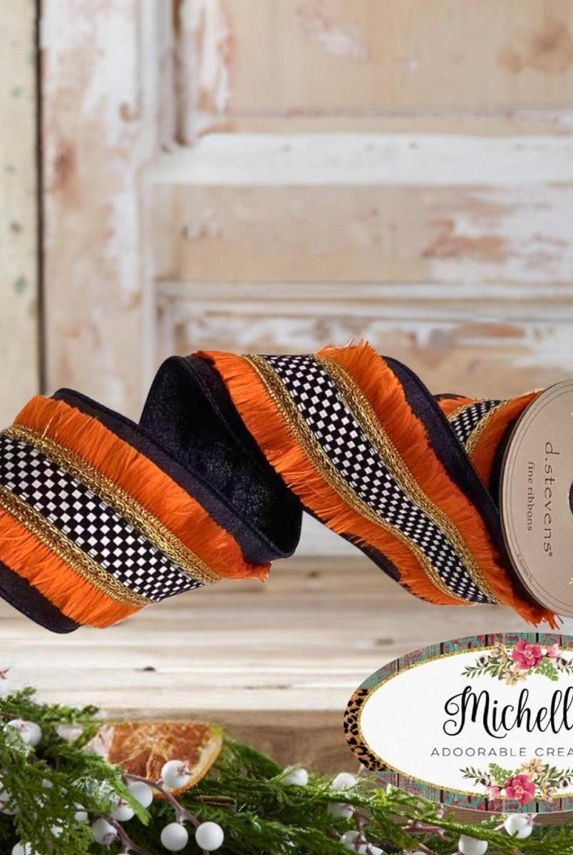 Shop For 4" Metallic Dupion Fringe Ribbon: Check (5 Yards)