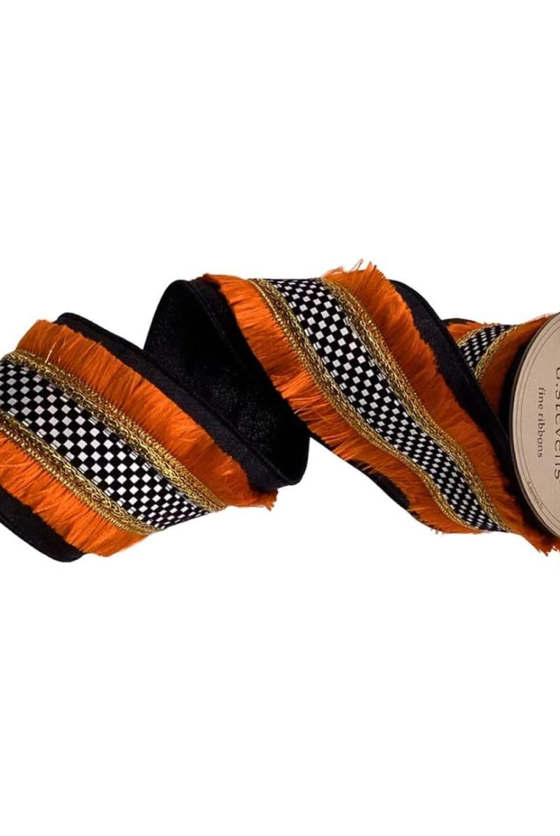 Shop For 4" Metallic Dupion Fringe Ribbon: Check (5 Yards)