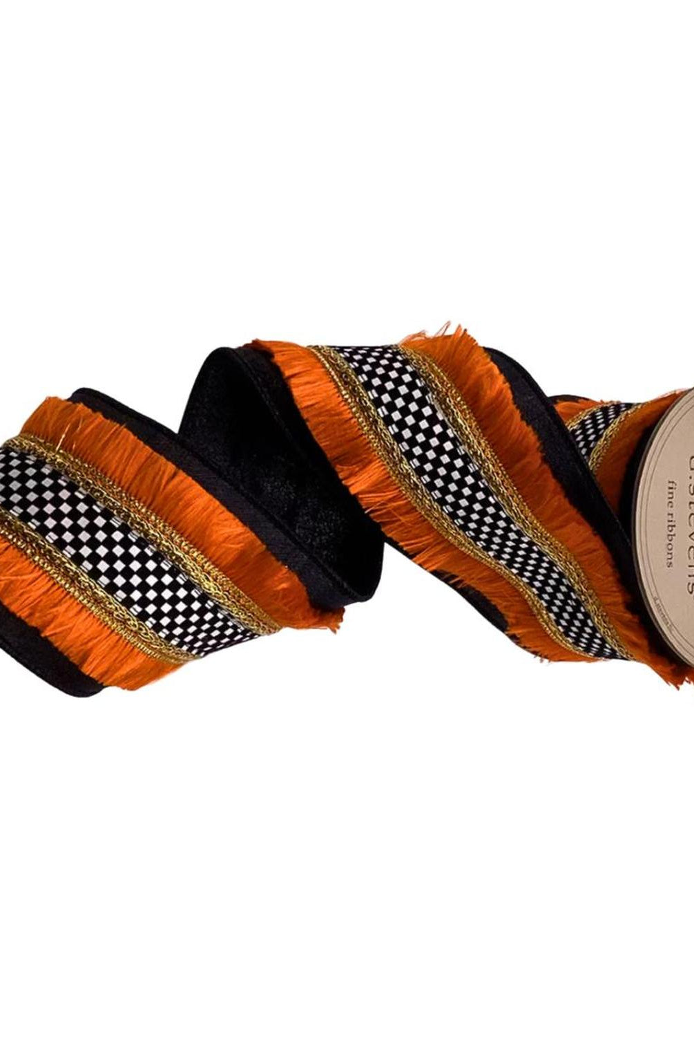 4" Metallic Dupion Fringe Ribbon: Check (5 Yards)