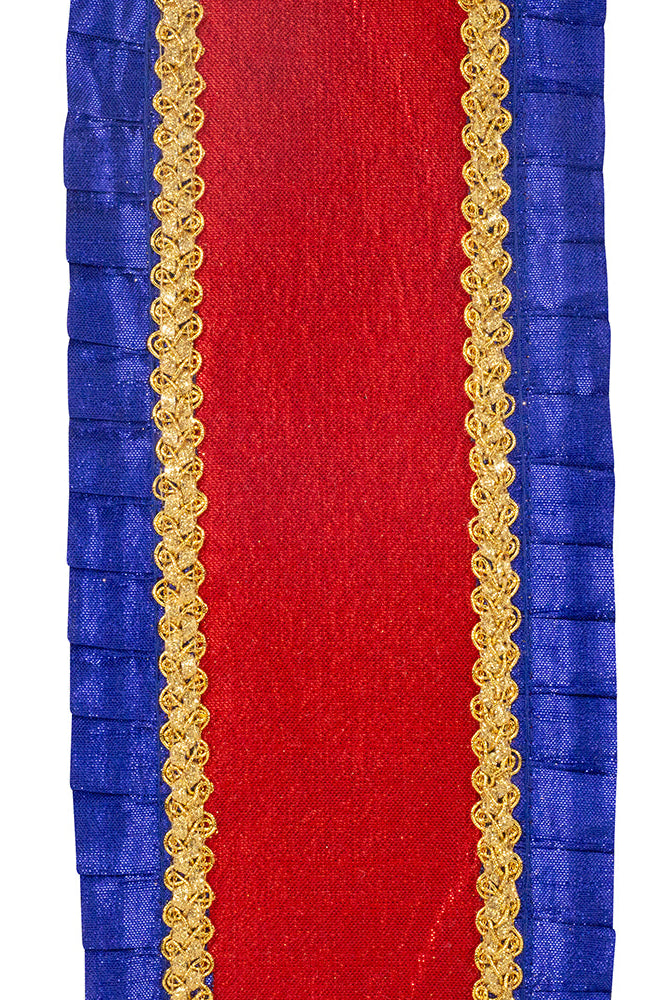 Shop For 4" Metallic Pleated Dupioni Ribbon: Red/Blue (5 Yards)