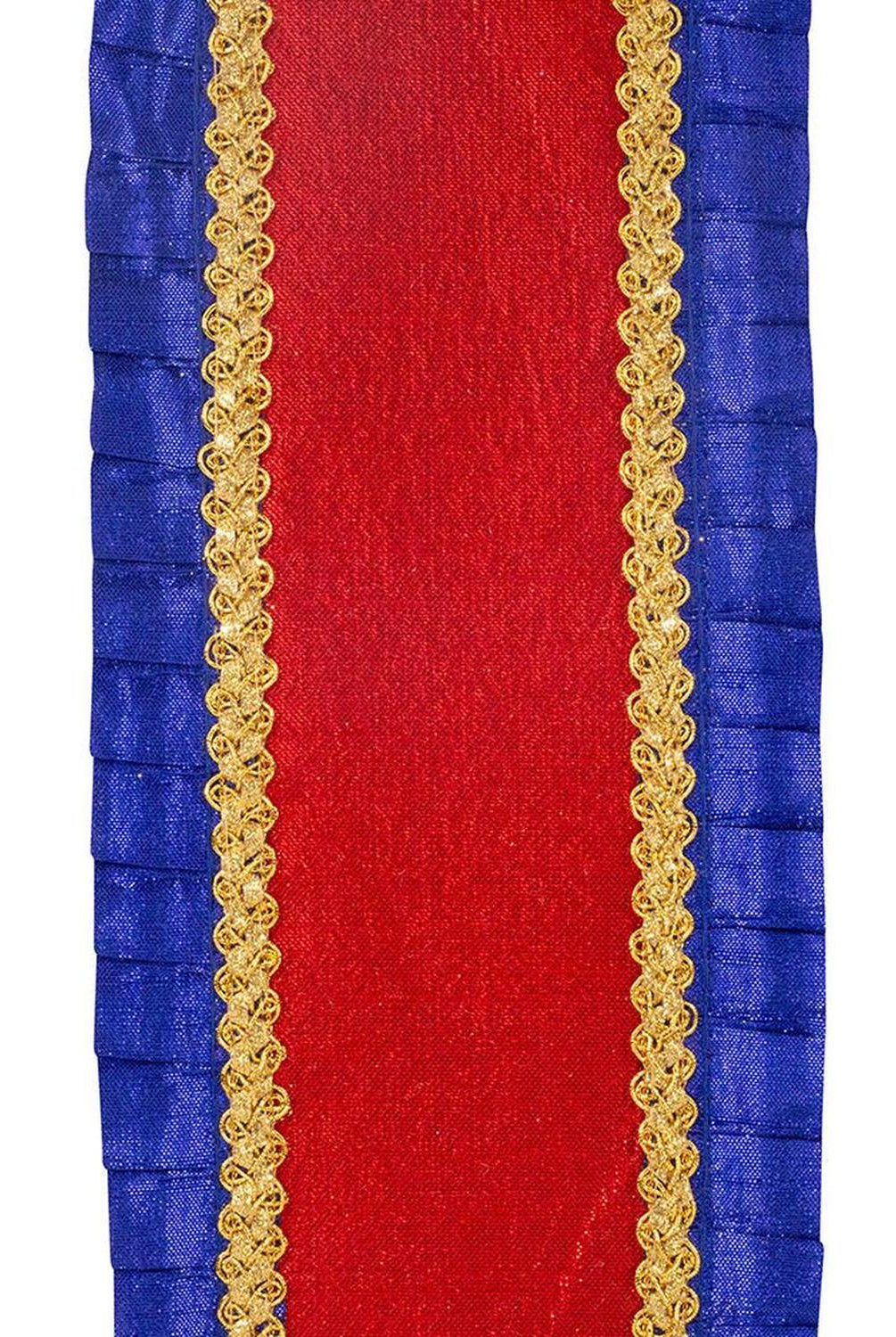 4" Metallic Pleated Dupioni Ribbon: Red/Blue (5 Yards)