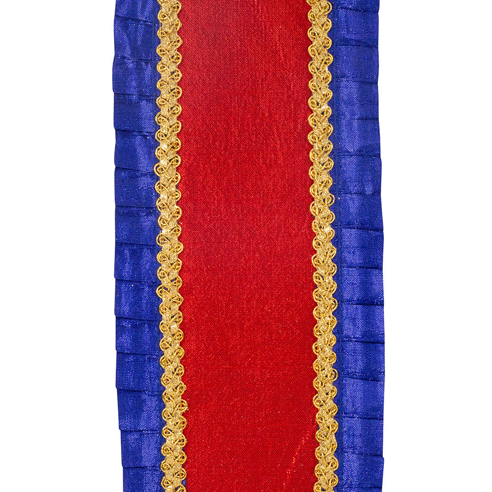 Shop For 4" Metallic Pleated Dupioni Ribbon: Red/Blue (5 Yards)