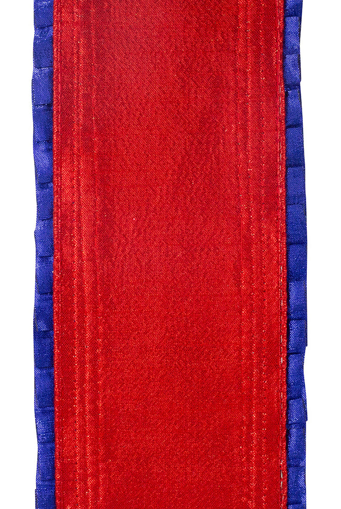 Shop For 4" Metallic Pleated Dupioni Ribbon: Red/Blue (5 Yards)