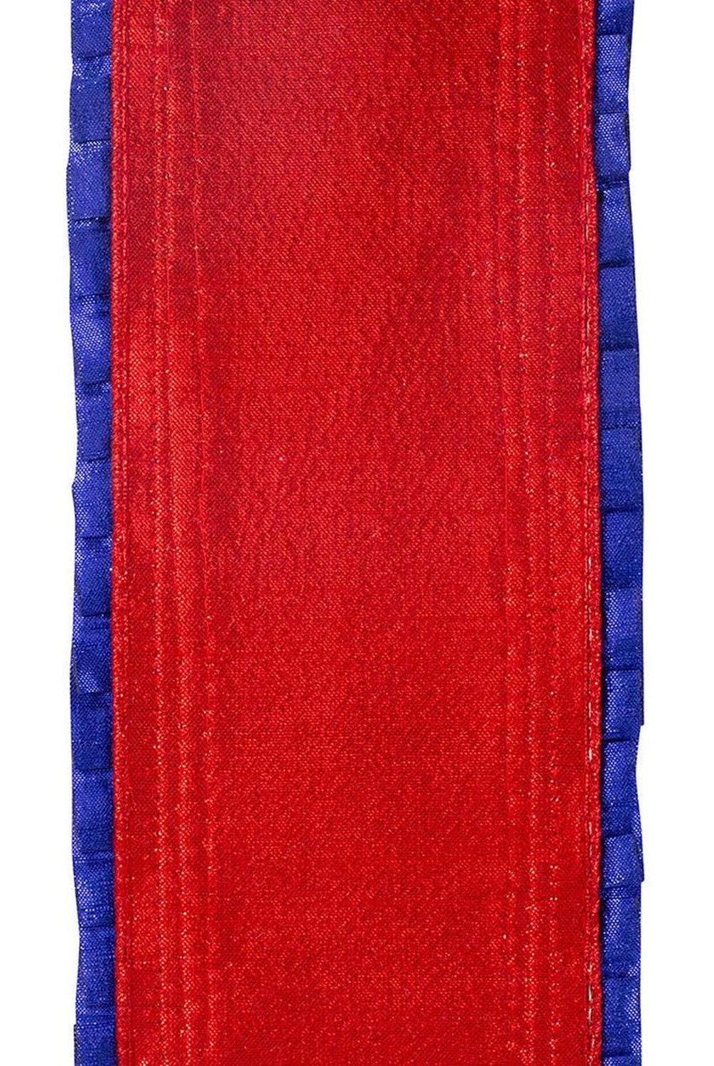 4" Metallic Pleated Dupioni Ribbon: Red/Blue (5 Yards)