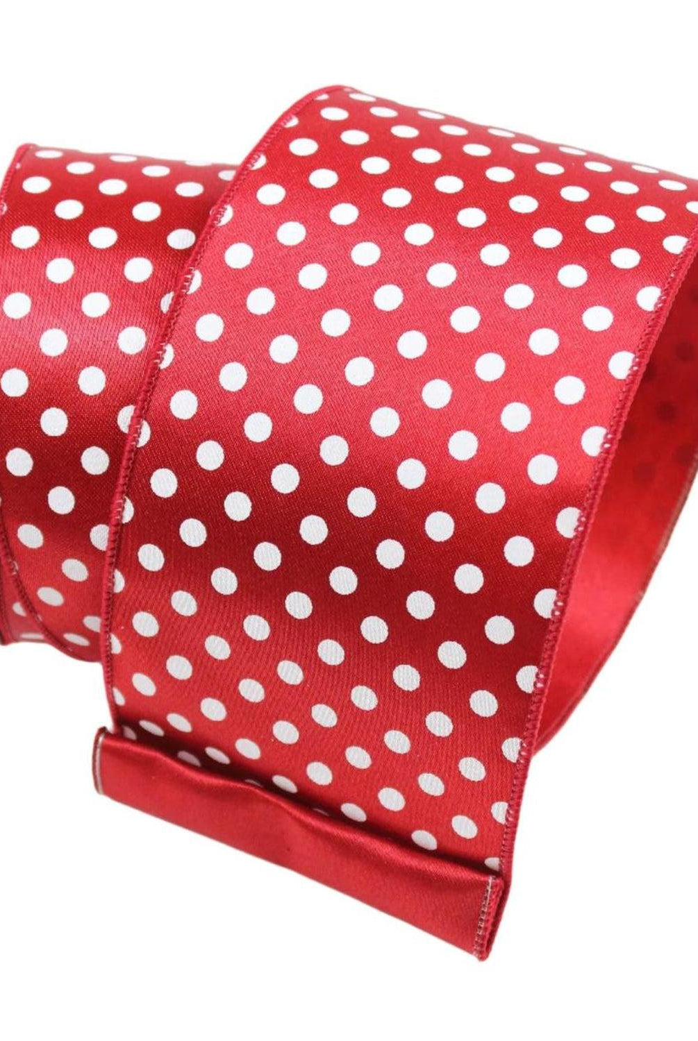 4" Mini Polka Dots Ribbon: Red (10 Yards)