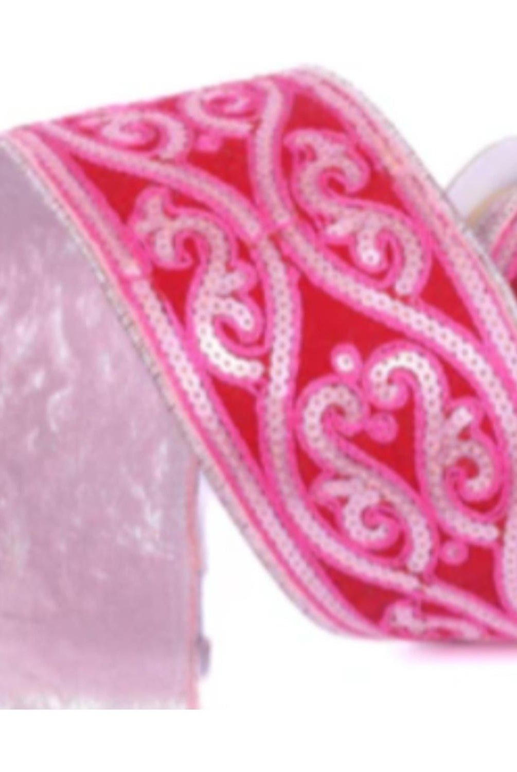 4" Morris Tapestry Ribbon: Light Pink (5 Yards)