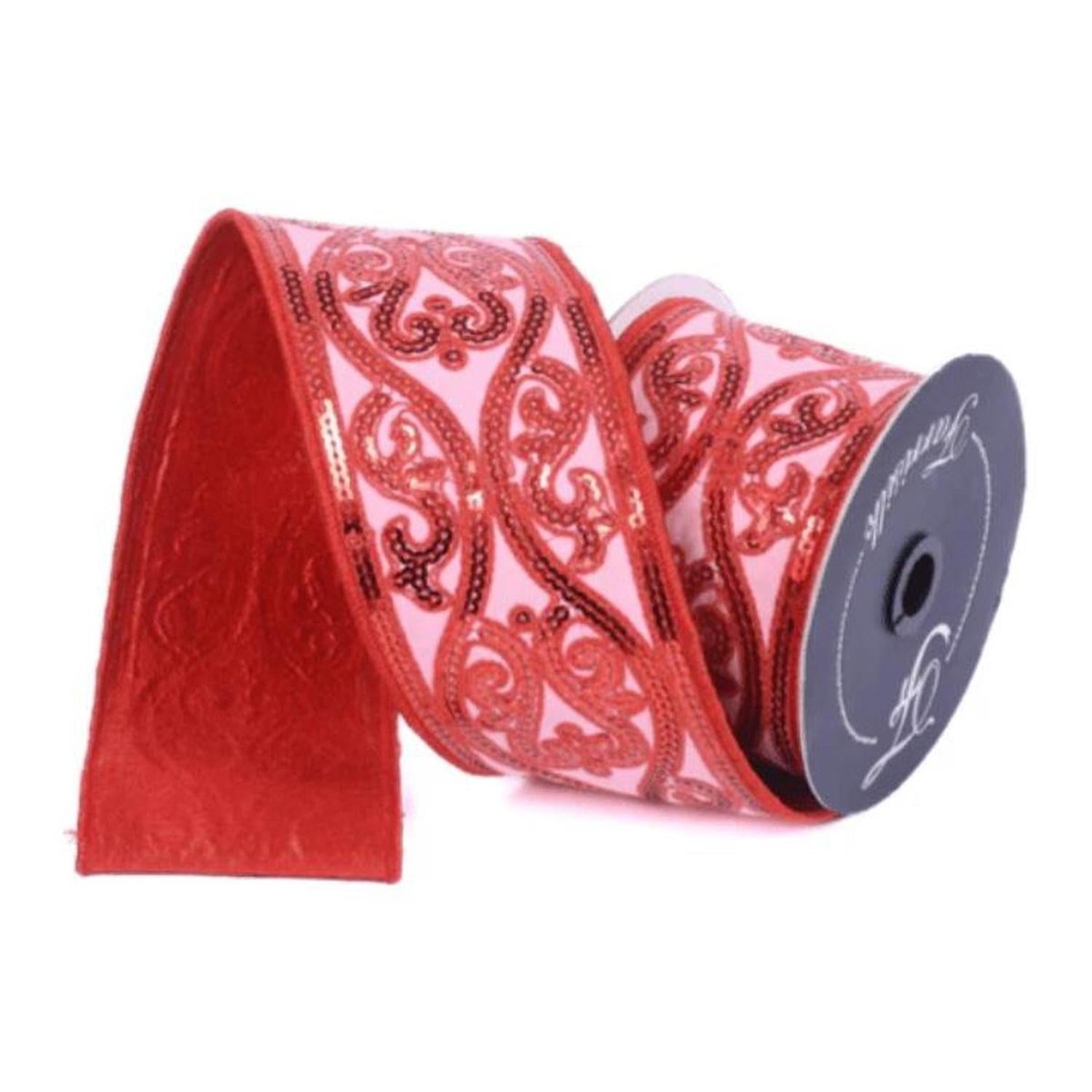 Shop For 4" Morris Tapestry Ribbon: Pink/Red (5 Yards)