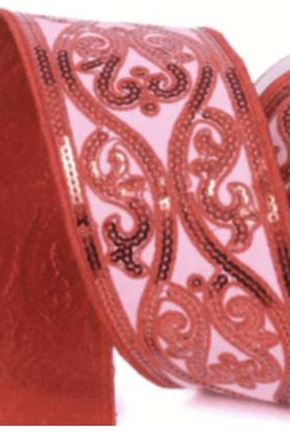 4" Morris Tapestry Ribbon: Pink/Red (5 Yards)