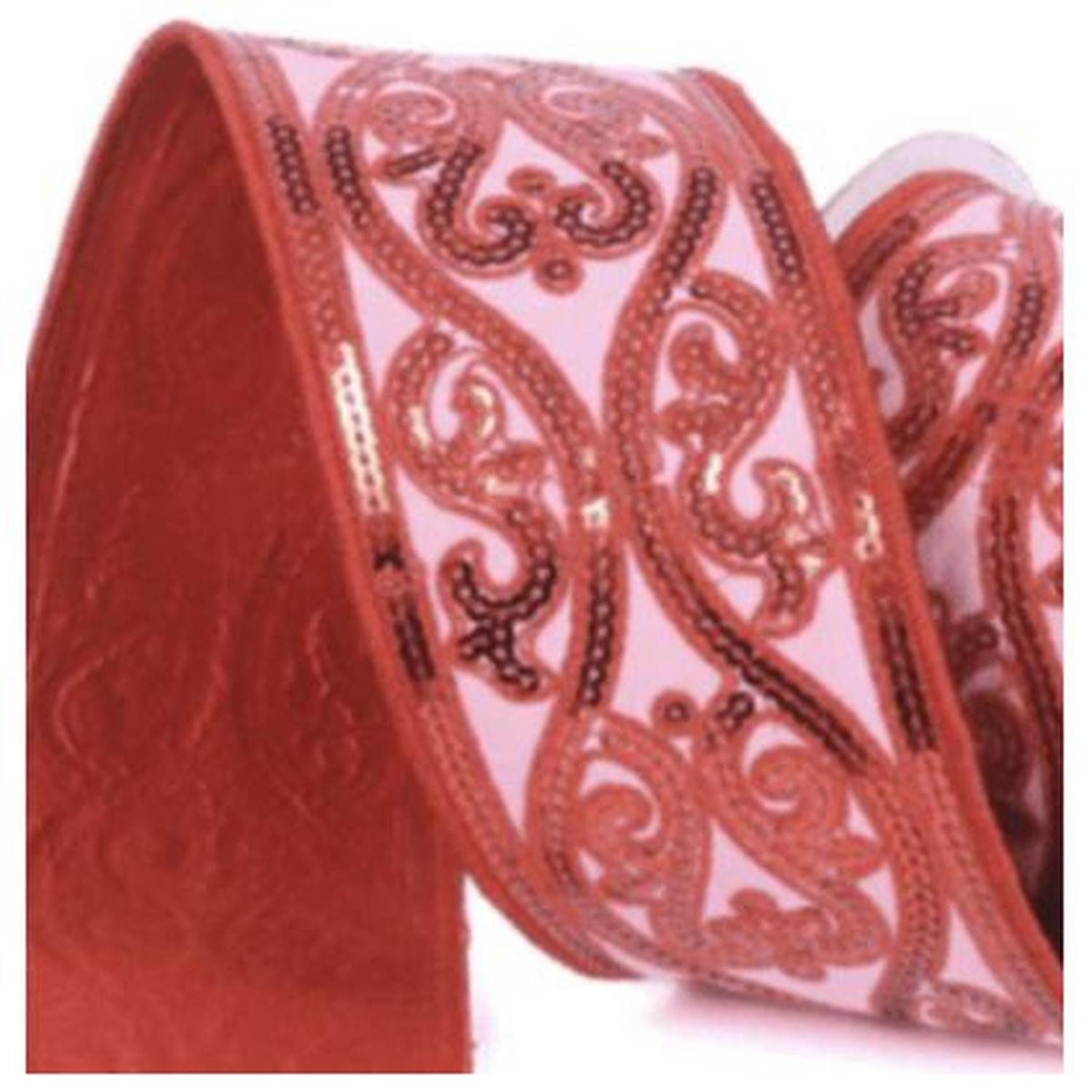 Shop For 4" Morris Tapestry Ribbon: Pink/Red (5 Yards)