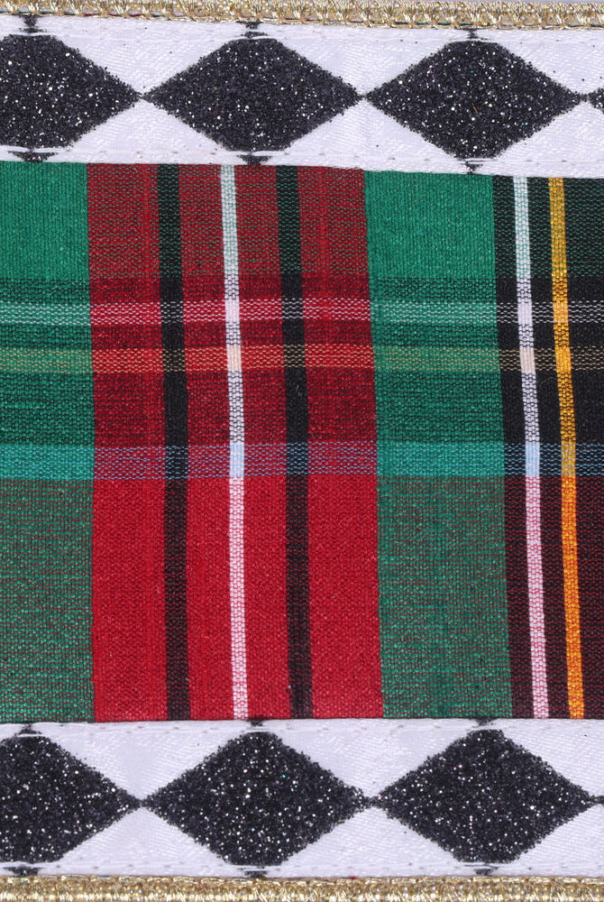 Shop For 4" Multi Tartan Black White Diamond Ribbon (10 Yards)
