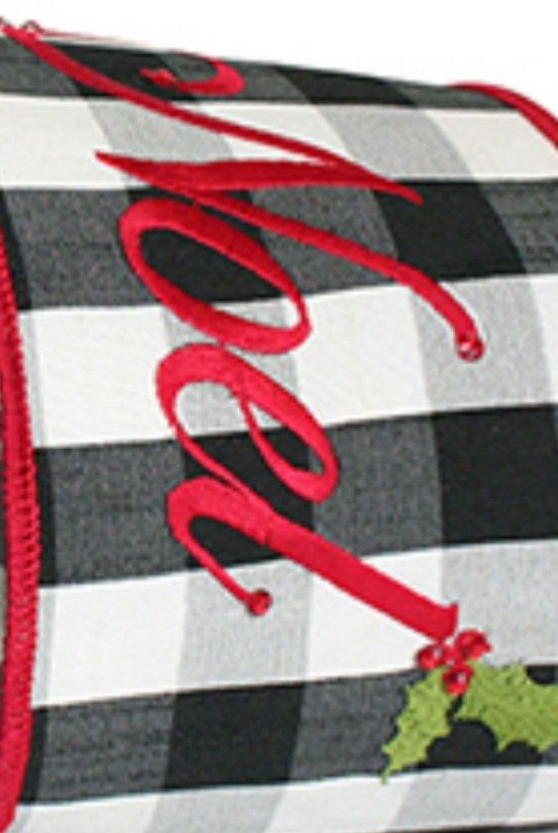 Shop For 4" Noel Check Embroidery Ribbon: Black & White (5 Yards)