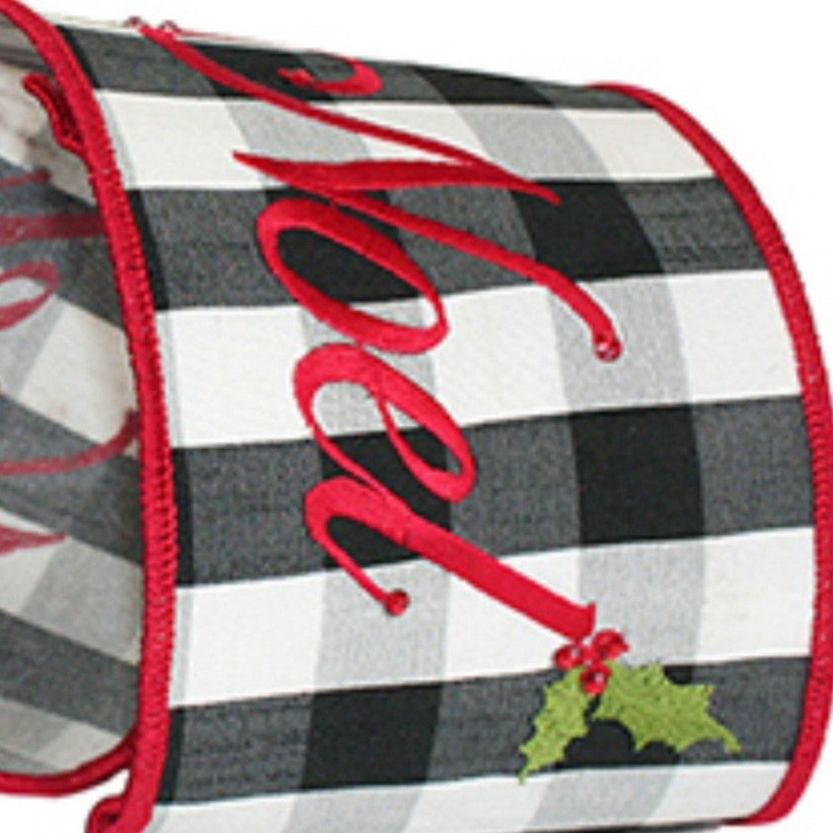 Shop For 4" Noel Check Embroidery Ribbon: Black & White (5 Yards)