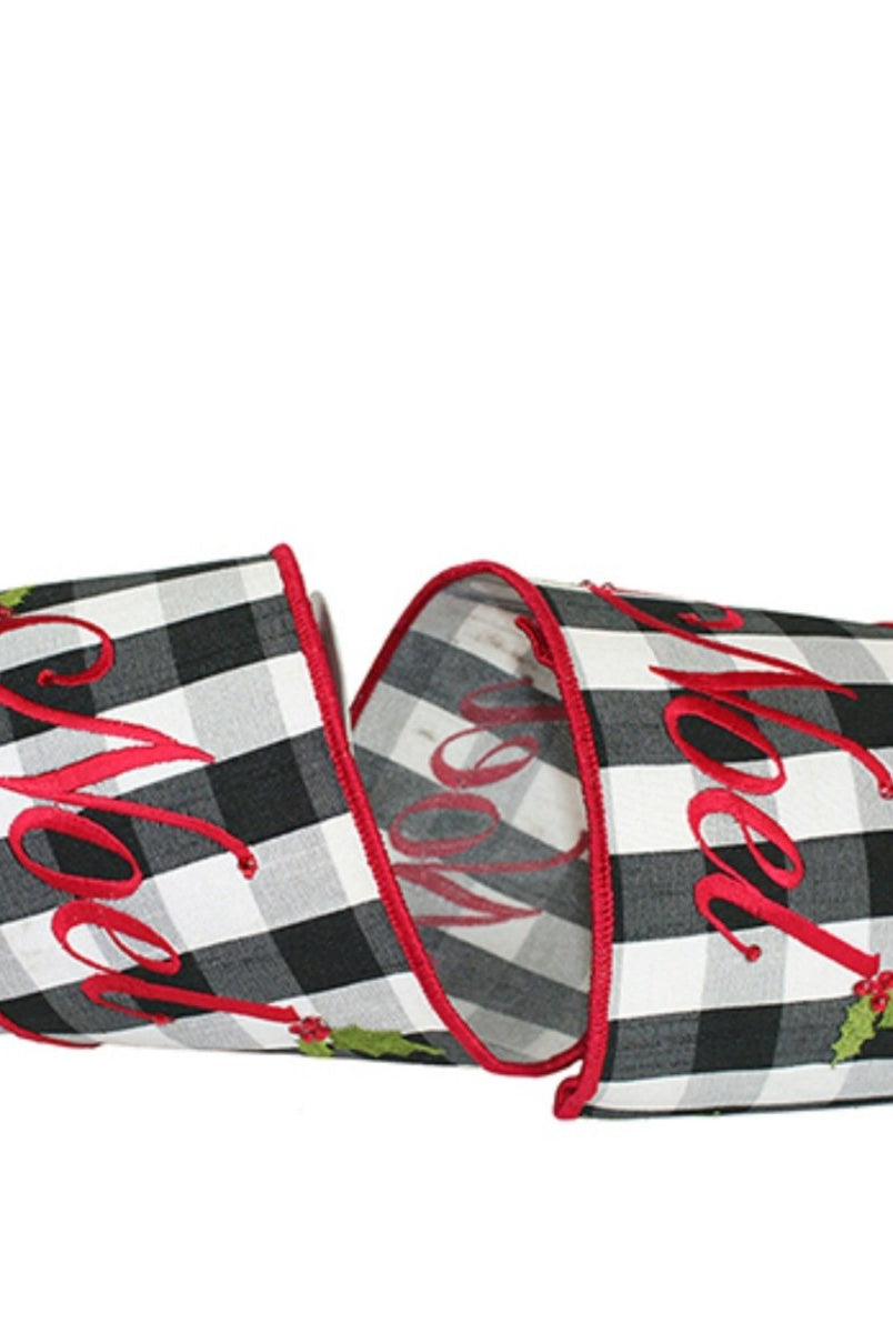 Shop For 4" Noel Check Embroidery Ribbon: Black & White (5 Yards)