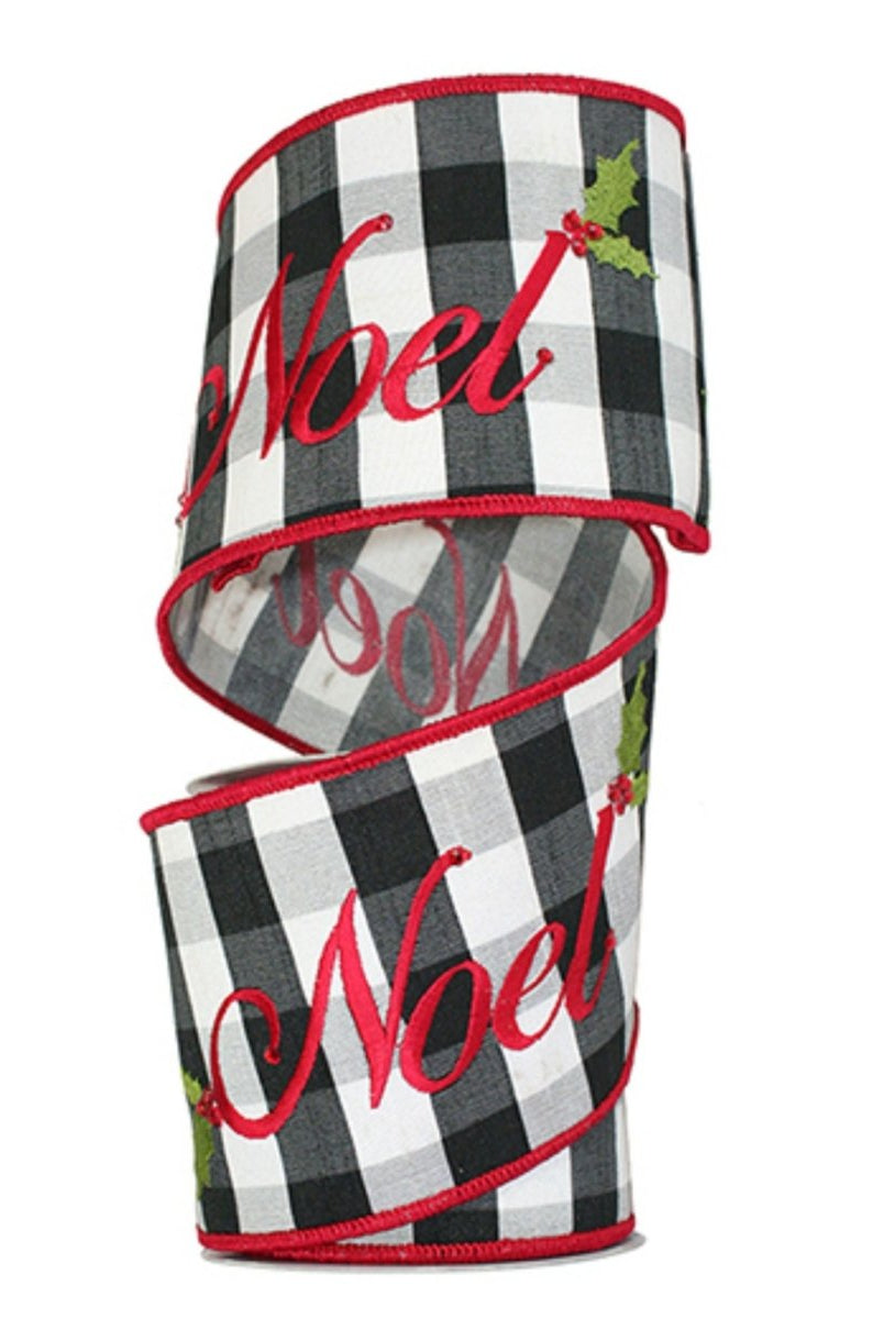 Shop For 4" Noel Check Embroidery Ribbon: Black & White (5 Yards)