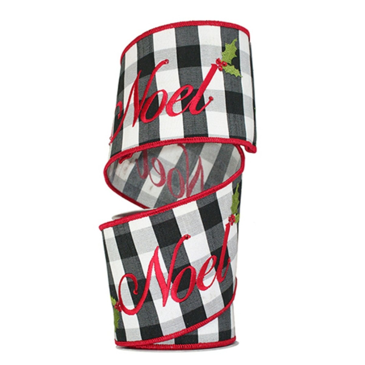 Shop For 4" Noel Check Embroidery Ribbon: Black & White (5 Yards)