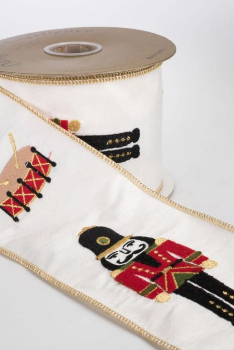 Shop For 4" Nutcracker Drum Ribbon: White (5 Yards)