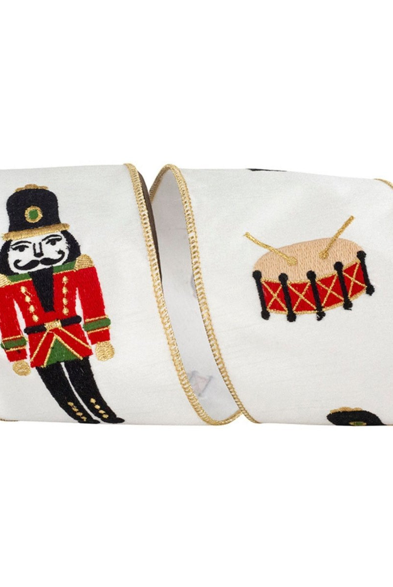 Shop For 4" Nutcracker Drum Ribbon: White (5 Yards)
