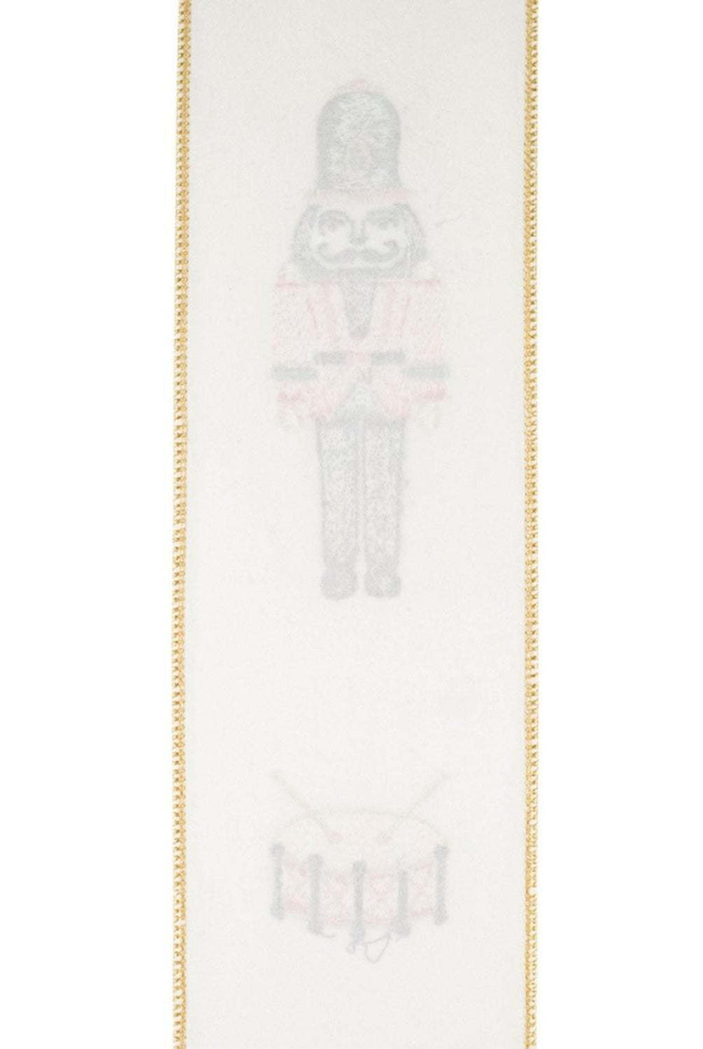 4" Nutcracker Drum Ribbon: White (5 Yards)
