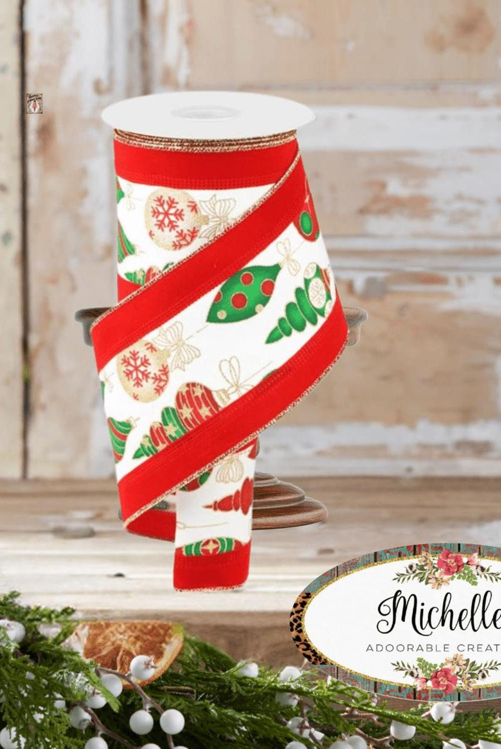 4" Ornaments Velvet Edge Ribbon: White (10 Yards)