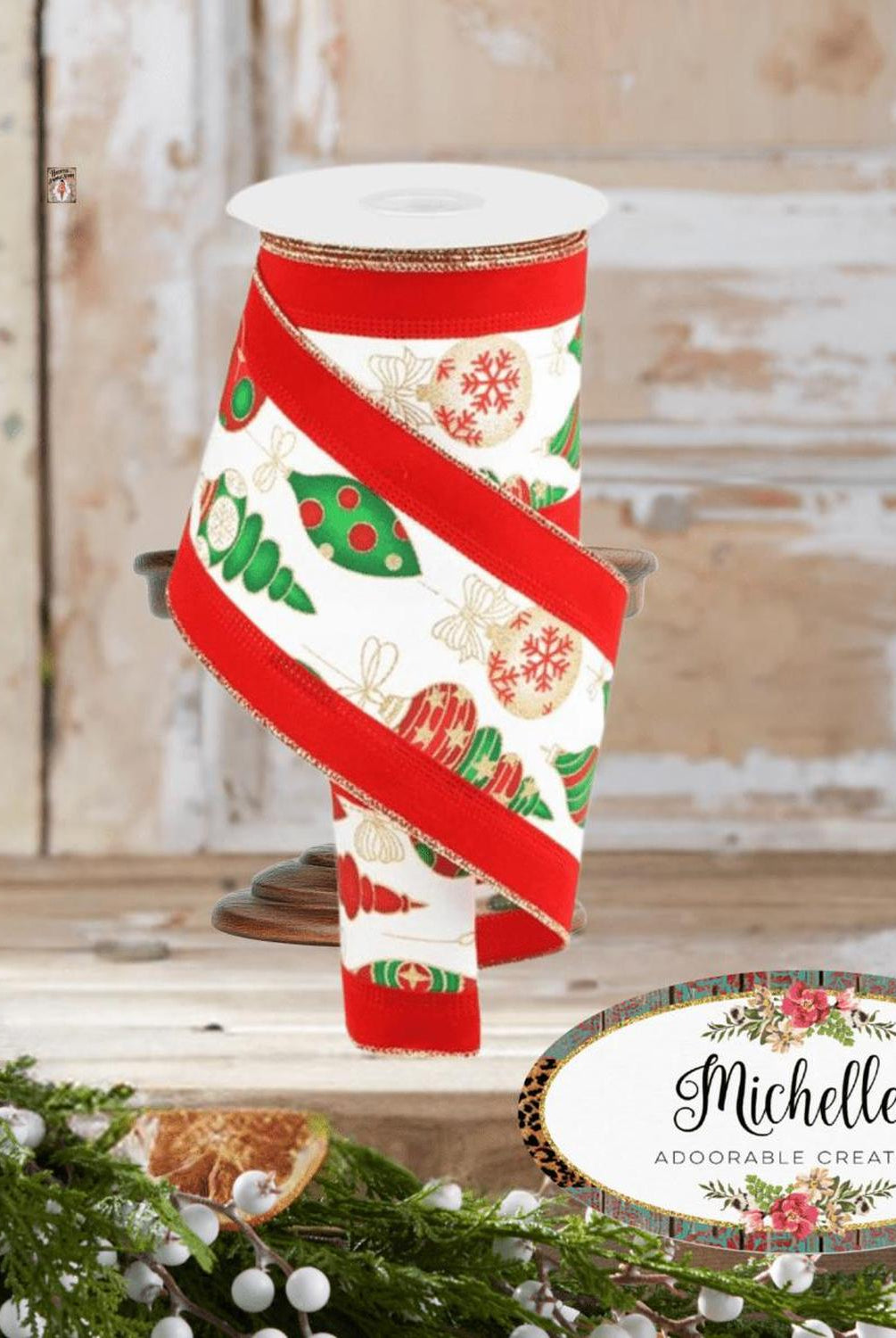 4" Ornaments Velvet Edge Ribbon: White (10 Yards)