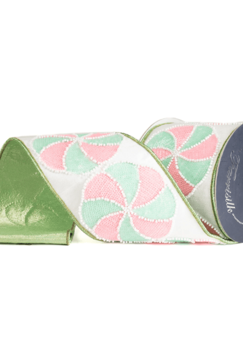 Shop For 4" Peppermint Candies Ribbon: Mint/Pink (5 Yards)