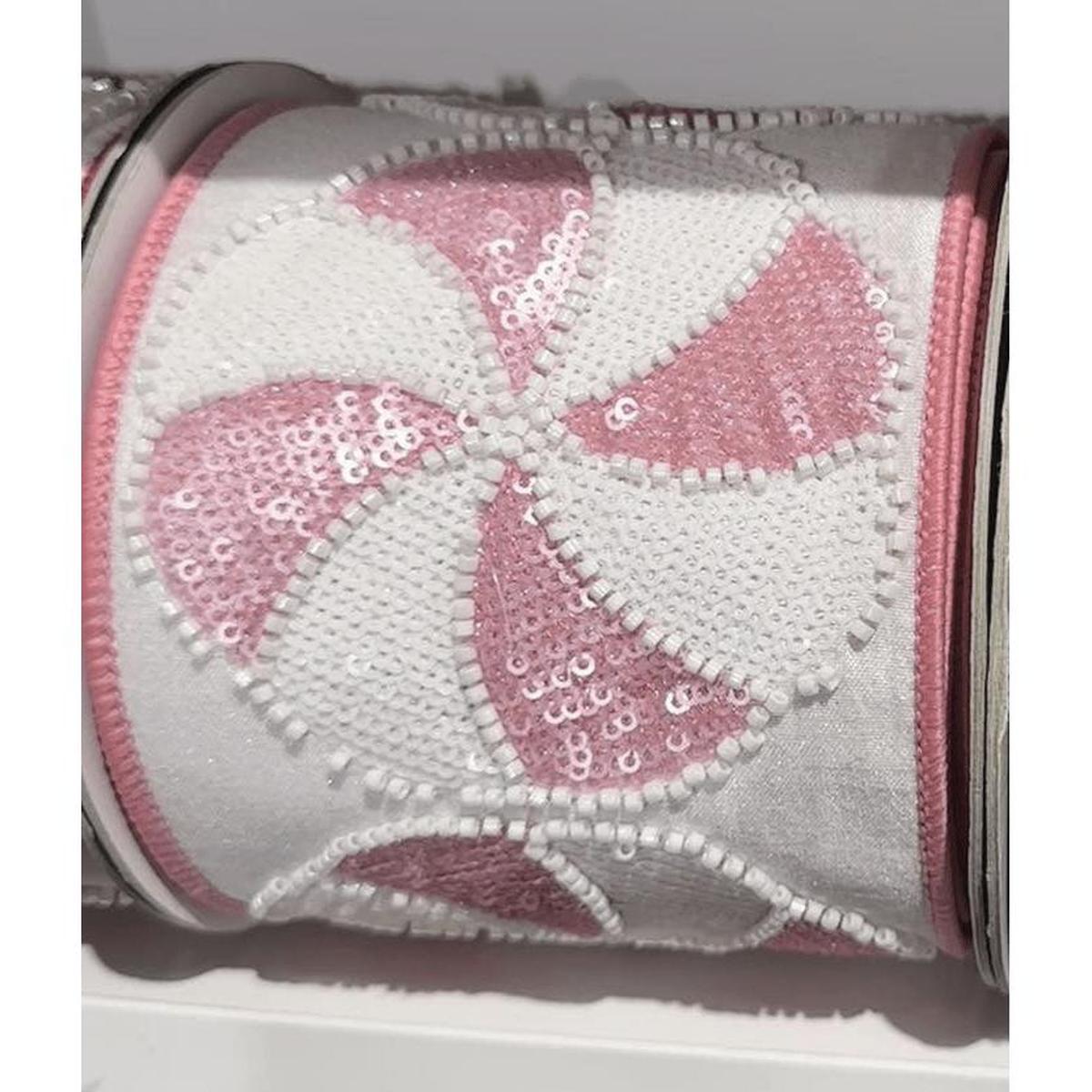 Shop For 4" Peppermint Candies Ribbon: Pink/White (5 Yards)