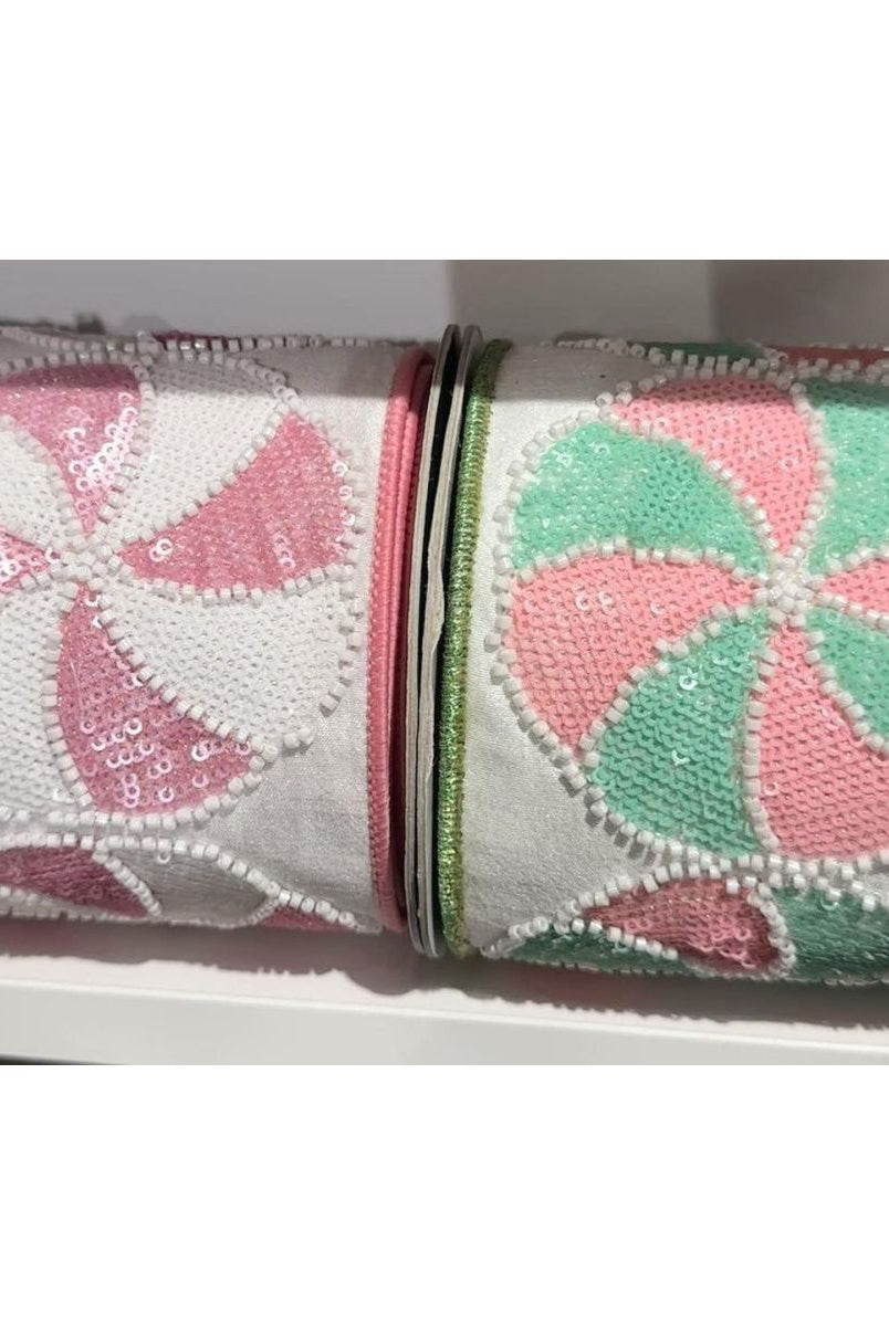 Shop For 4" Peppermint Candies Ribbon: Pink/White (5 Yards)