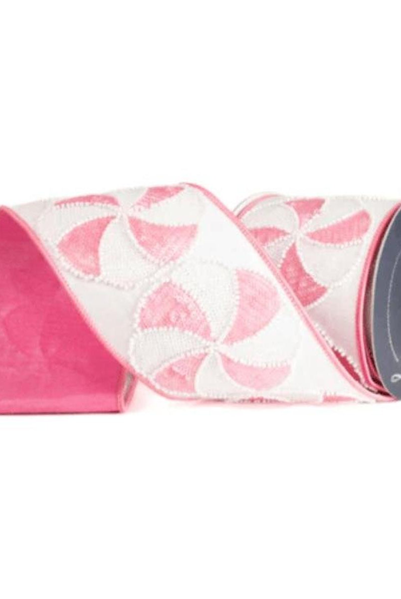 Shop For 4" Peppermint Candies Ribbon: Pink/White (5 Yards)