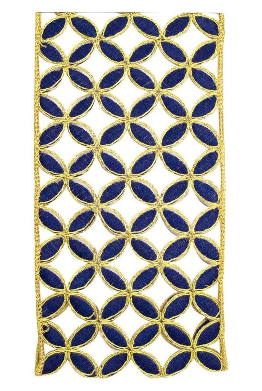 Shop For 4" Petal Cut Embroidery Ribbon: Navy/Gold (5 Yards)