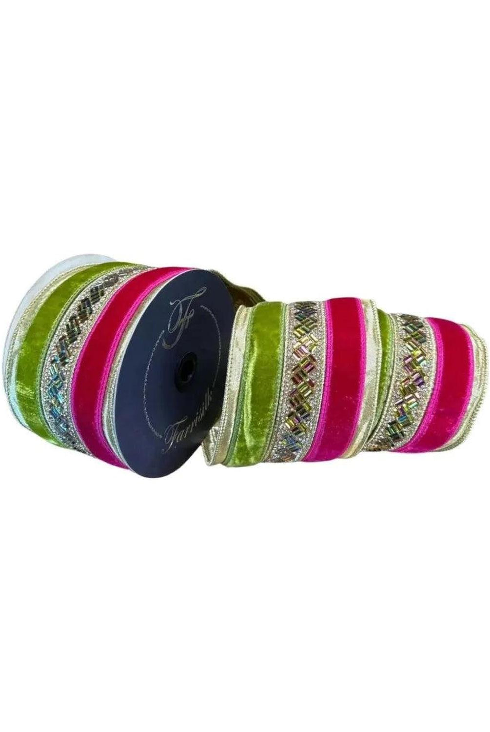 4" Plush Jubilee Gem Ribbon: Hot Pink/Lime (5 Yards)