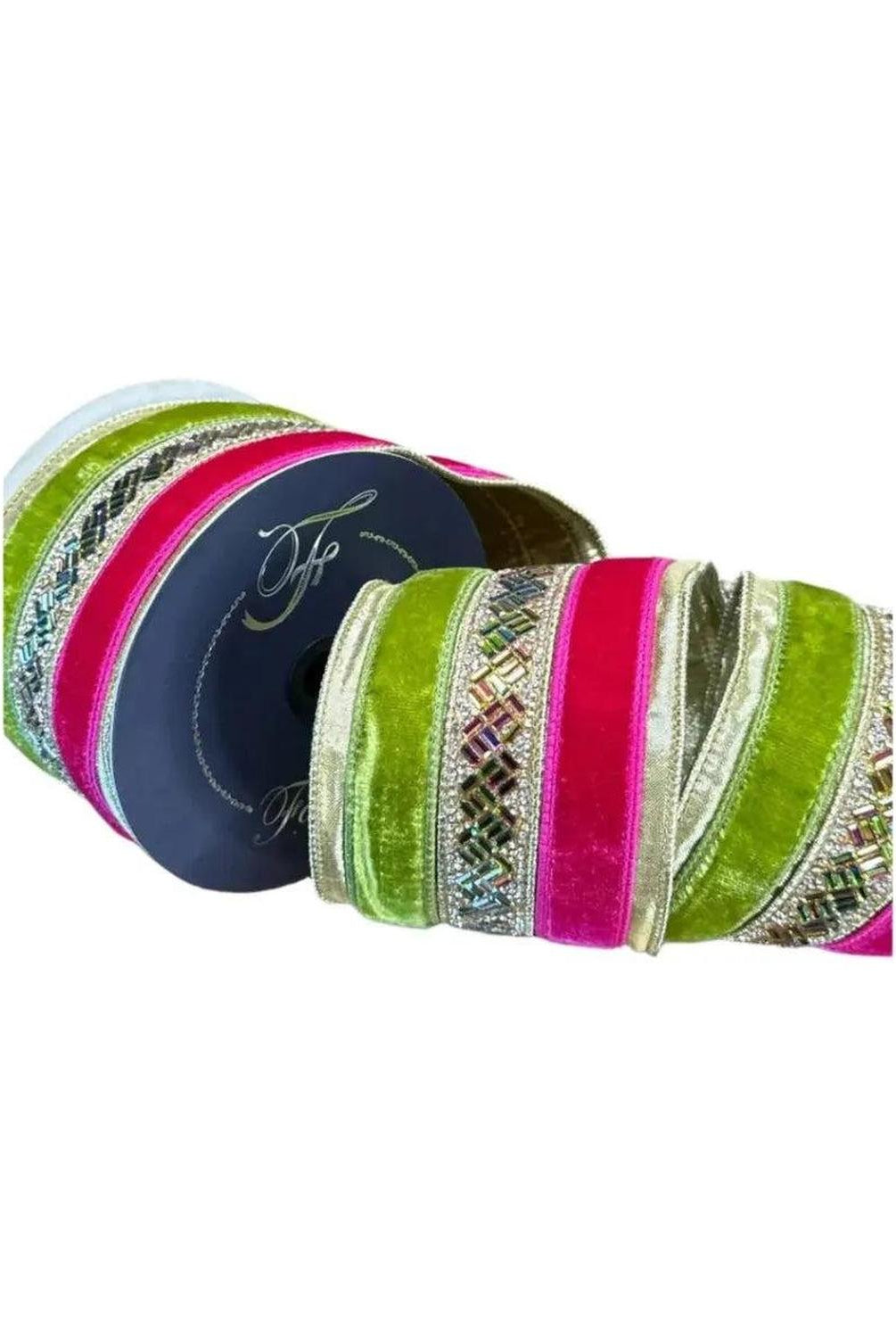 4" Plush Jubilee Gem Ribbon: Hot Pink/Lime (5 Yards)