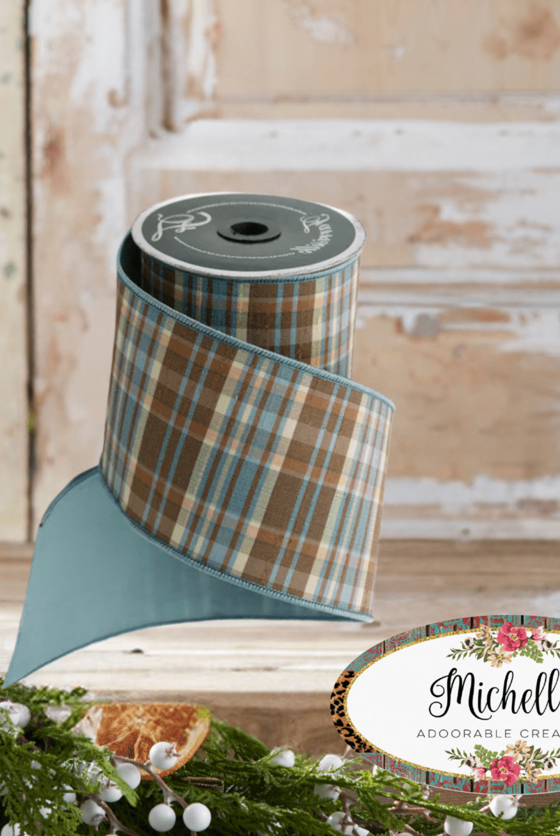 Shop For 4" Prescott Fall Plaid Ribbon: Blue/Chocolate (10 Yards)