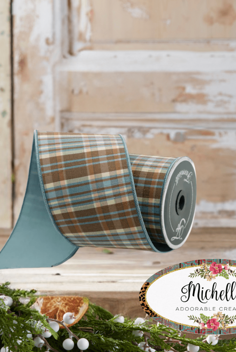 Shop For 4" Prescott Fall Plaid Ribbon: Blue/Chocolate (10 Yards)