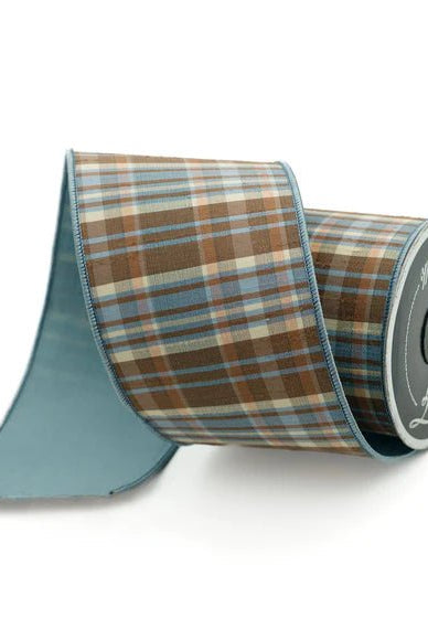 Shop For 4" Prescott Fall Plaid Ribbon: Blue/Chocolate (10 Yards)