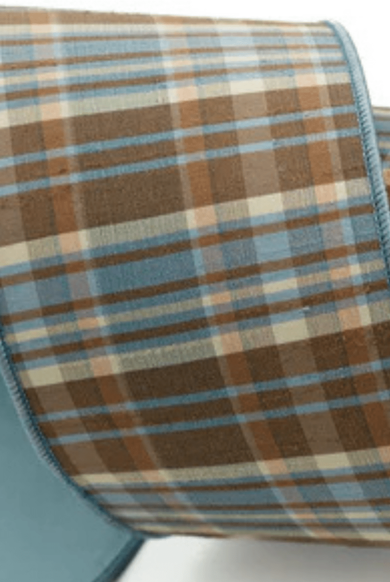 Shop For 4" Prescott Fall Plaid Ribbon: Blue/Chocolate (10 Yards)