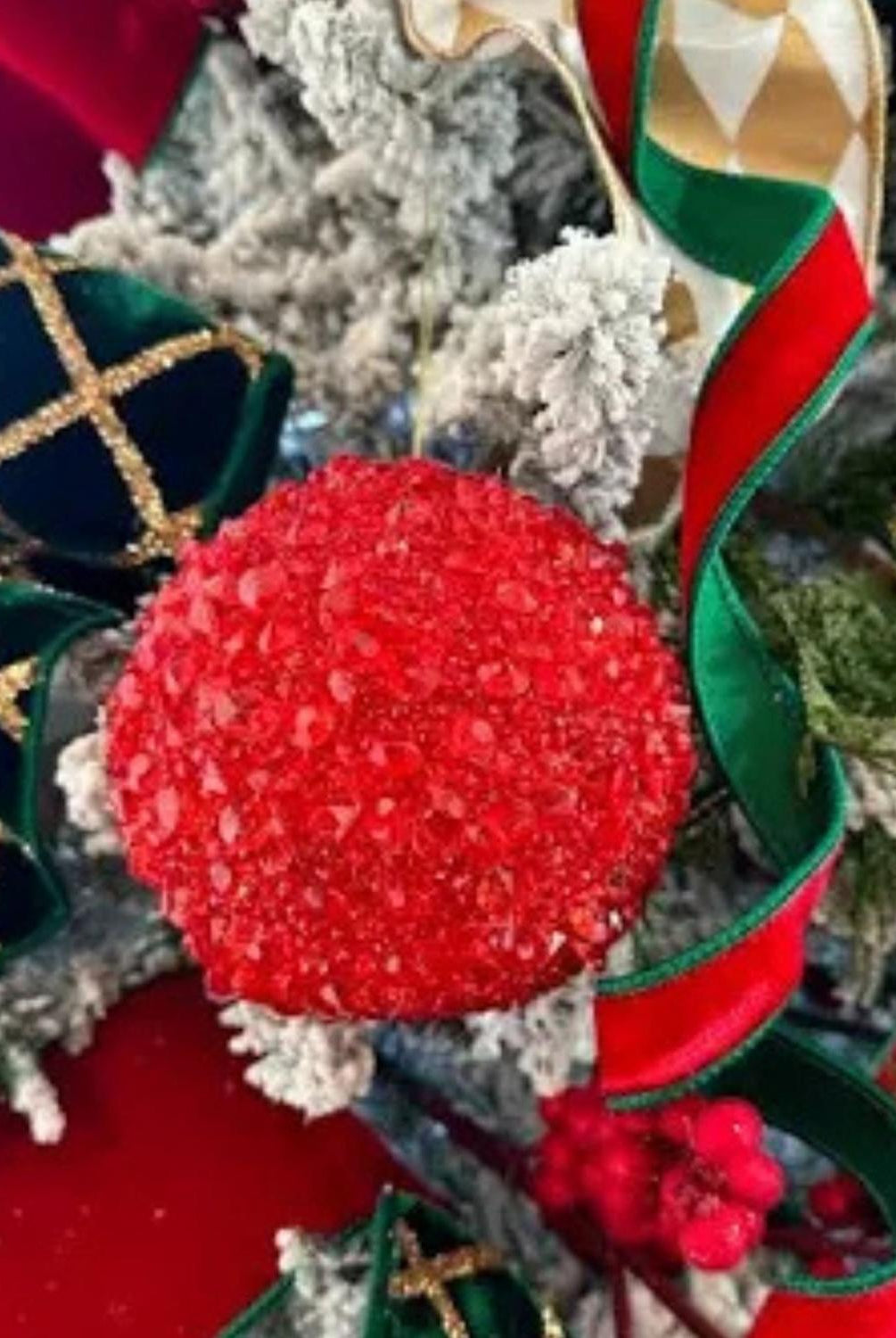 4" Red Crystal Ball Ornament