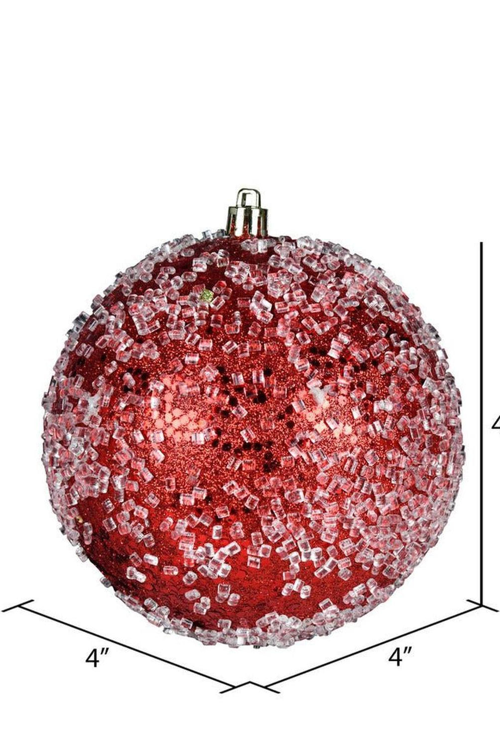 4" Red Glitter Hail Ball Ornament