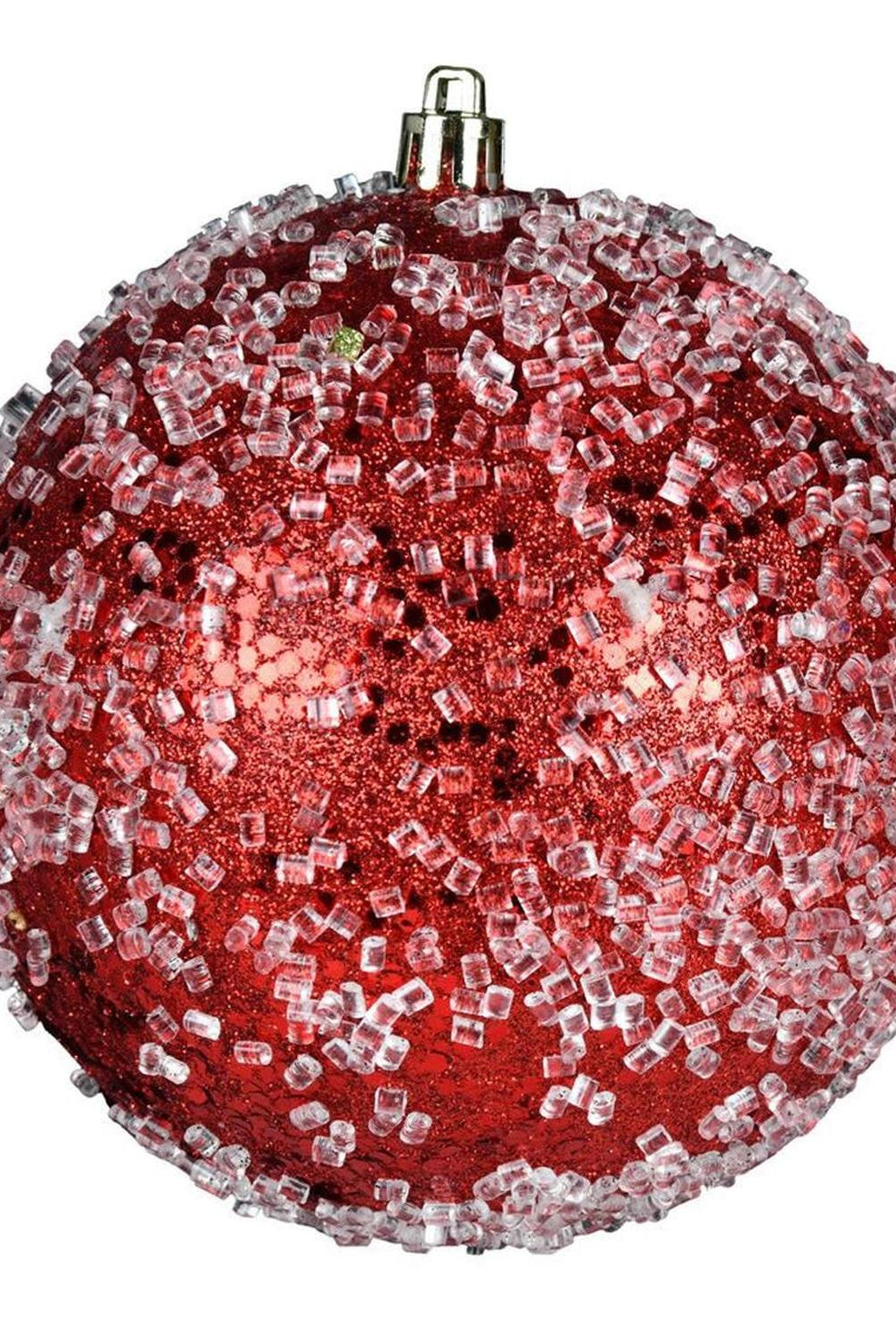 4" Red Glitter Hail Ball Ornament