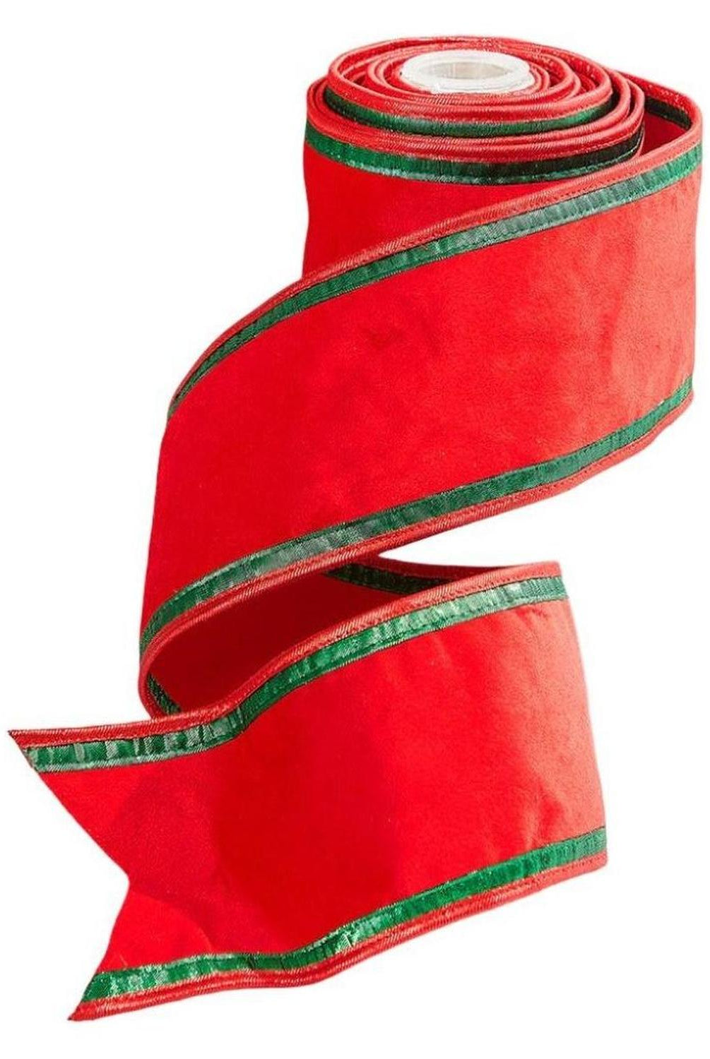 4" Red & Green Piping Velvet Metallic Dupion Ribbon (5 Yards)