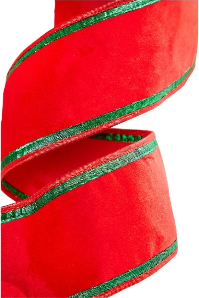 Shop For 4" Red & Green Piping Velvet Metallic Dupion Ribbon (5 Yards)