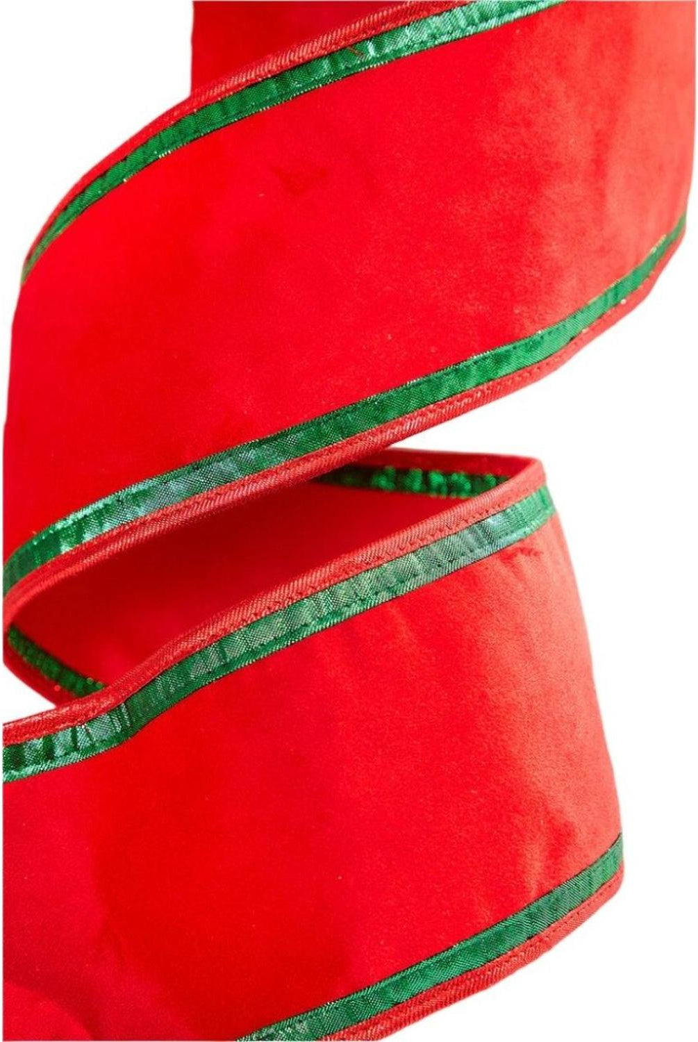 4" Red & Green Piping Velvet Metallic Dupion Ribbon (5 Yards)