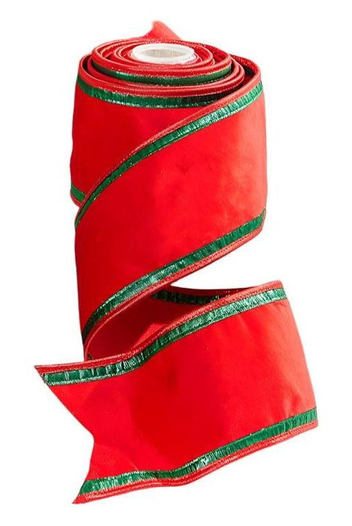 Shop For 4" Red & Green Piping Velvet Metallic Dupion Ribbon (5 Yards)