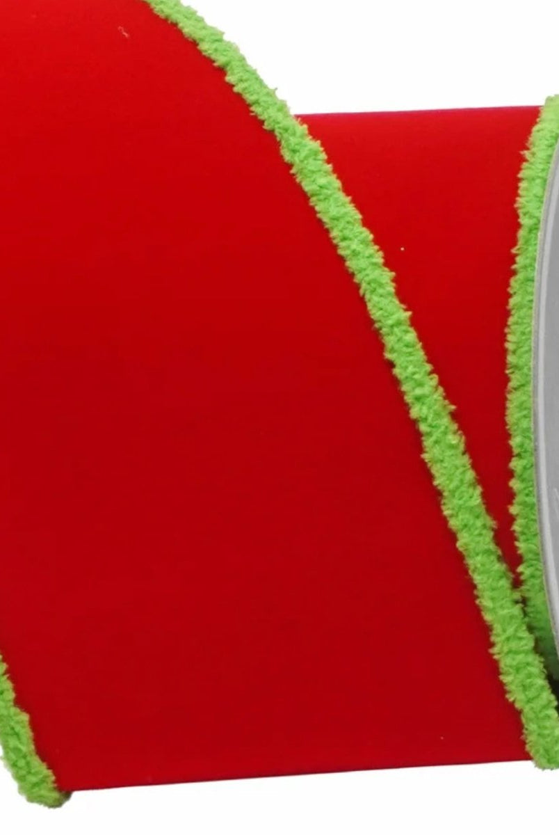 Shop For 4" Scrooge Green Trim Ribbon: Red (10 Yards)