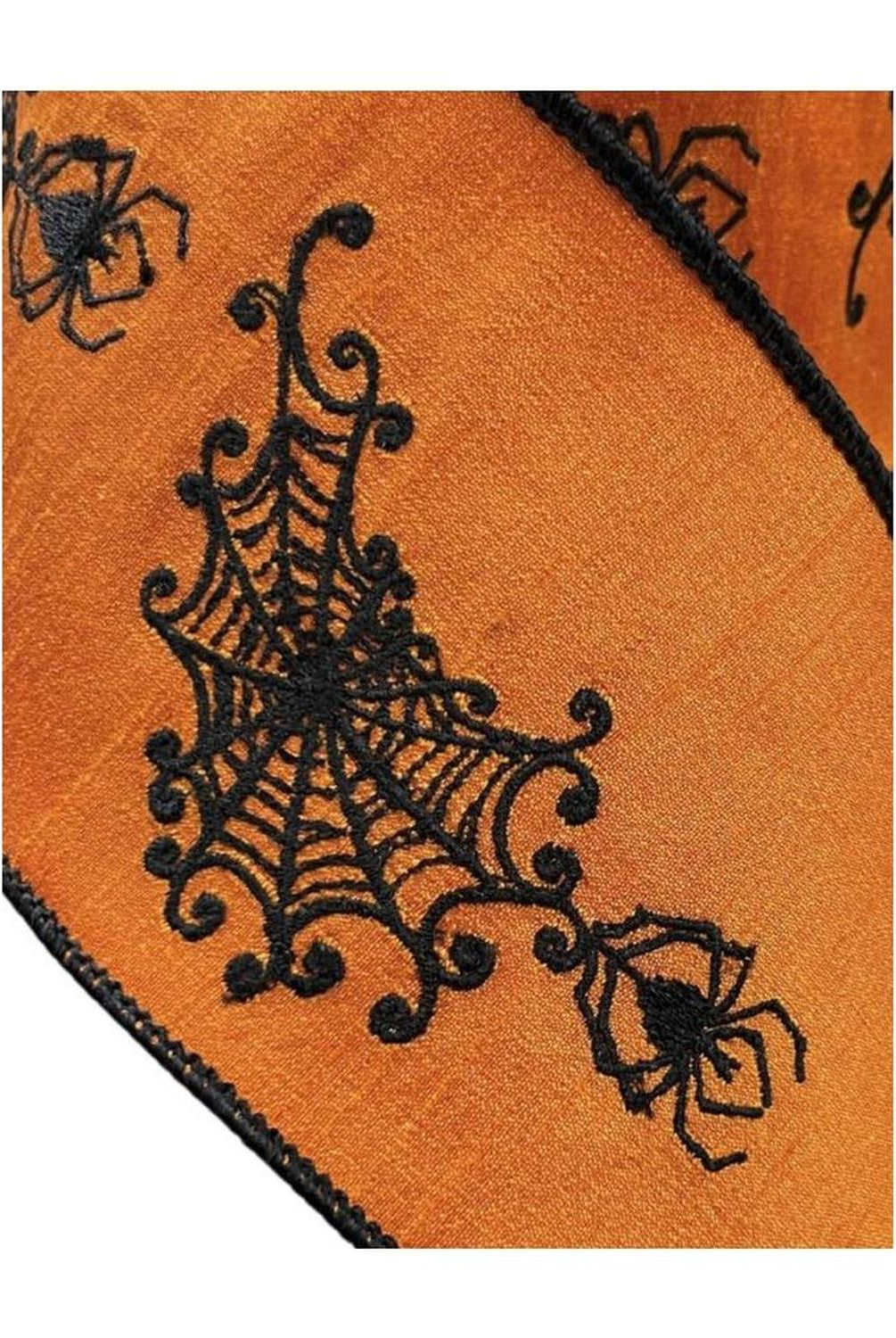 4" Spider Web Ribbon: Orange (10 Yards)
