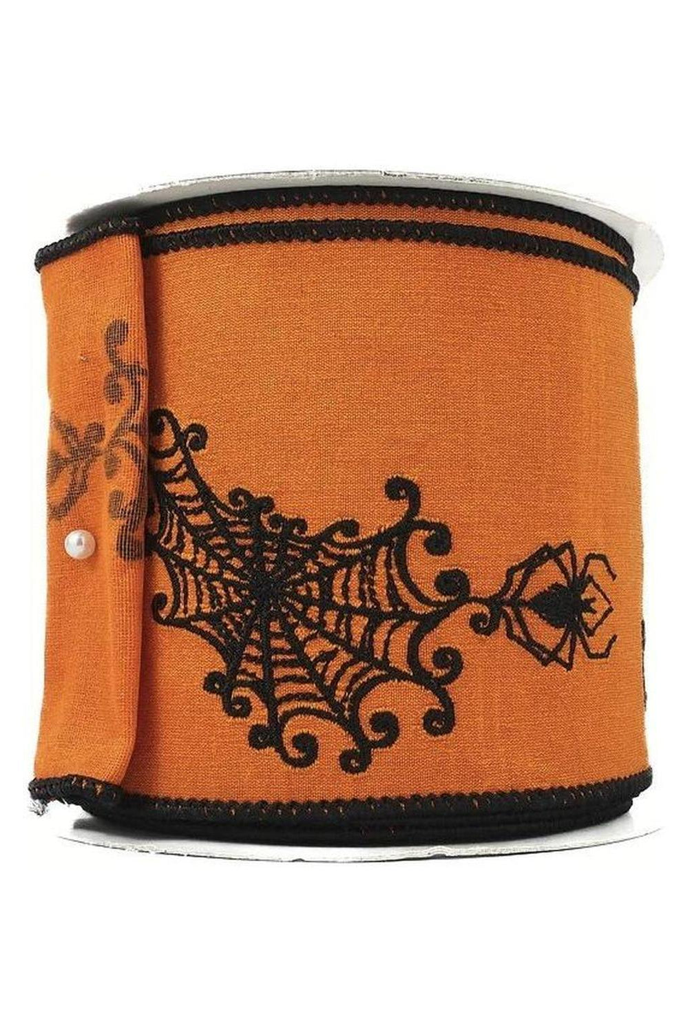 4" Spider Web Ribbon: Orange (10 Yards)