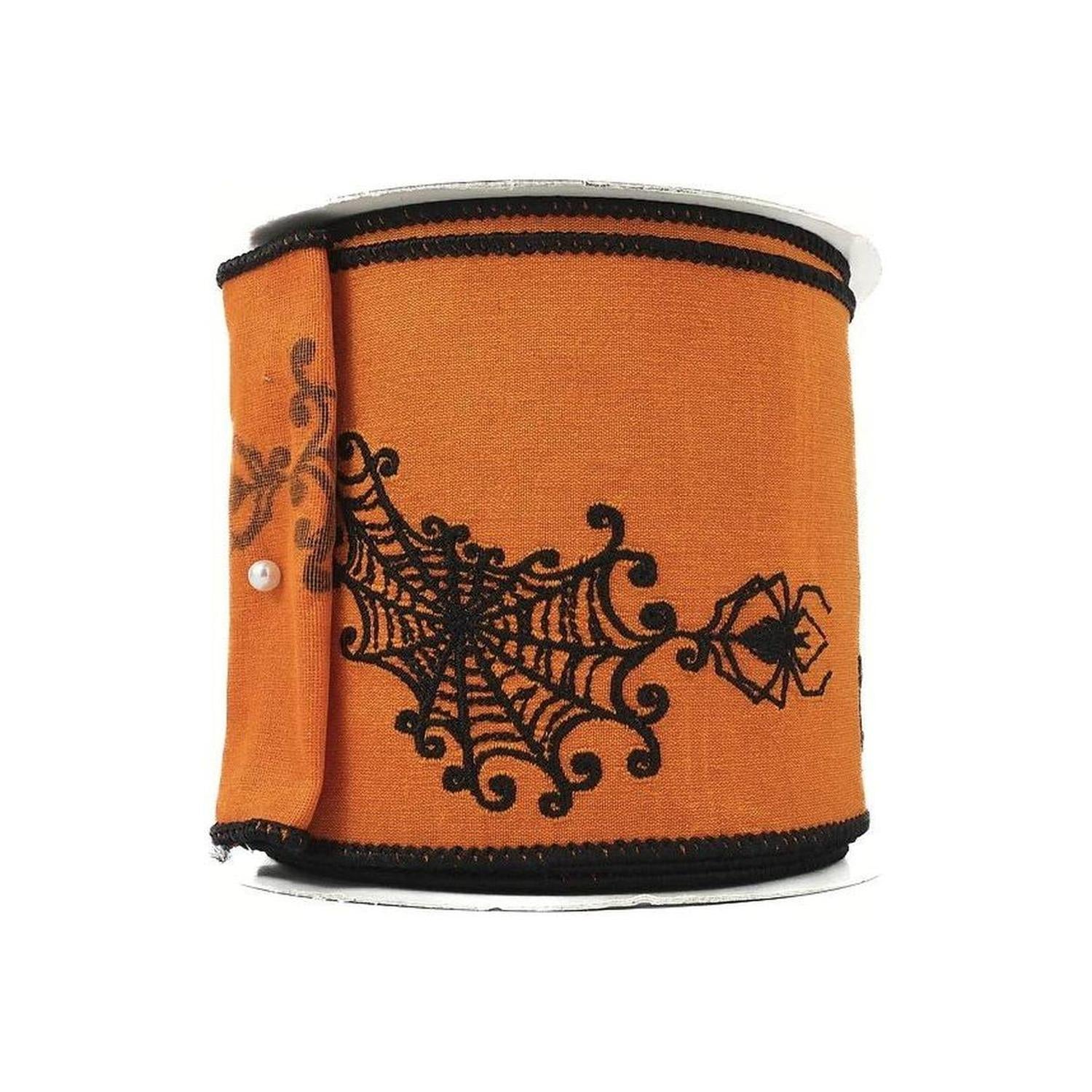 Shop For 4" Spider Web Ribbon: Orange (10 Yards)