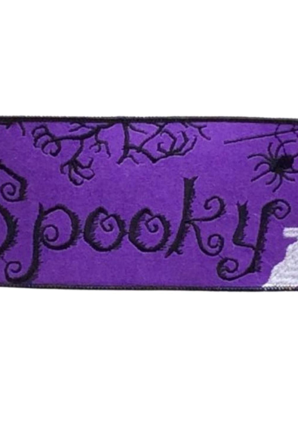 4" Spooky Ghost Spider Felt Ribbon: Purple (5 Yards)
